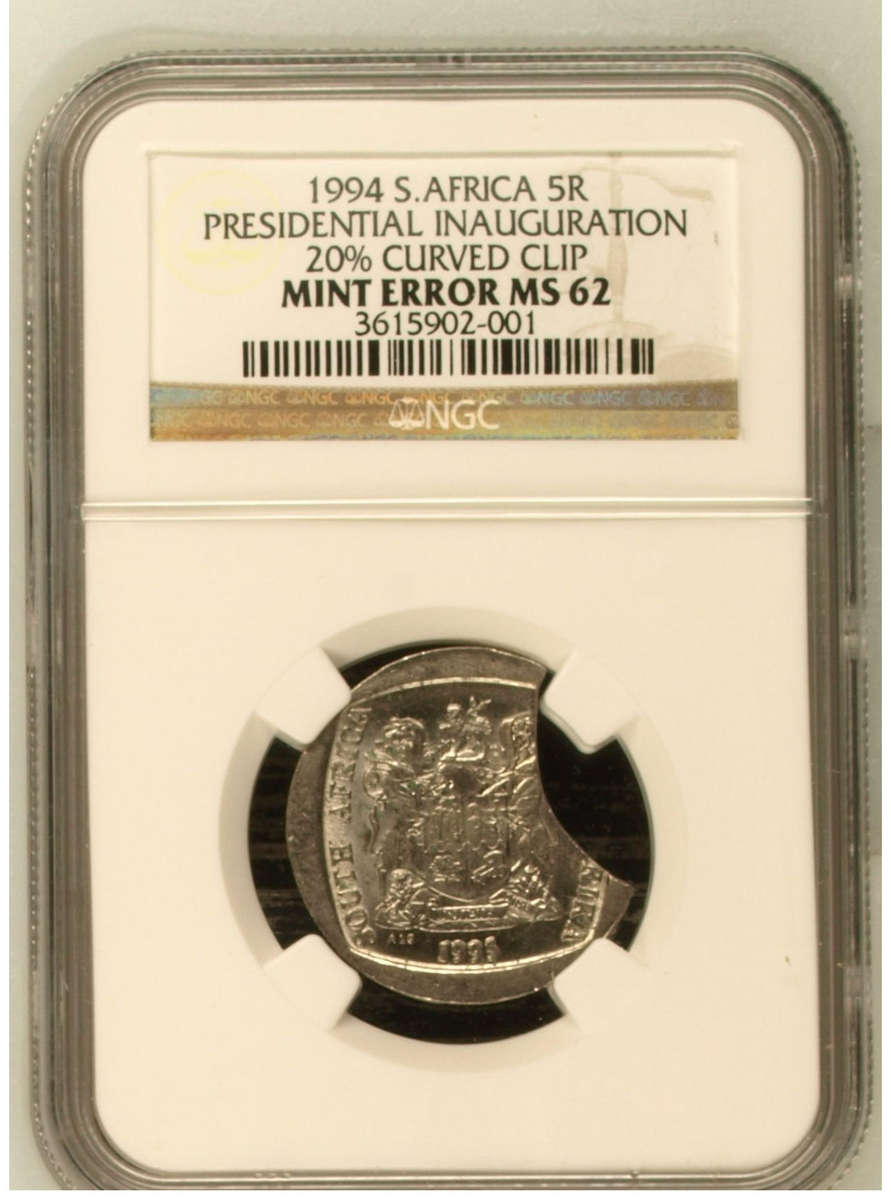 1994 R5 20% CURVED CLIP MINT ERROR NGC MS62