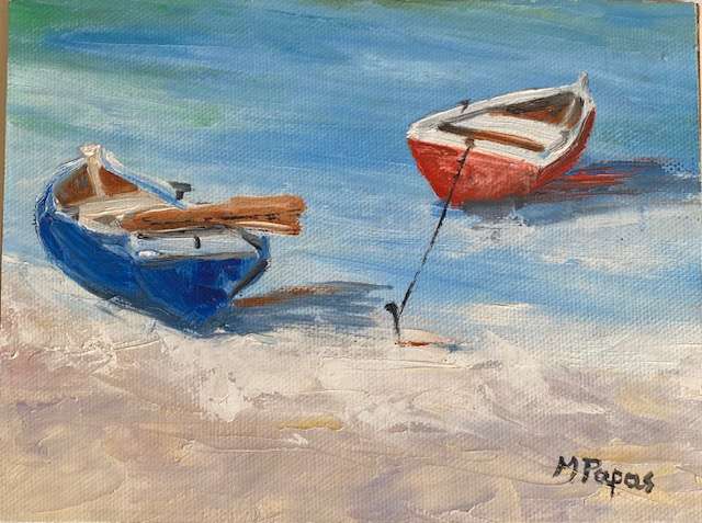 Boats on the Beach, oil painting