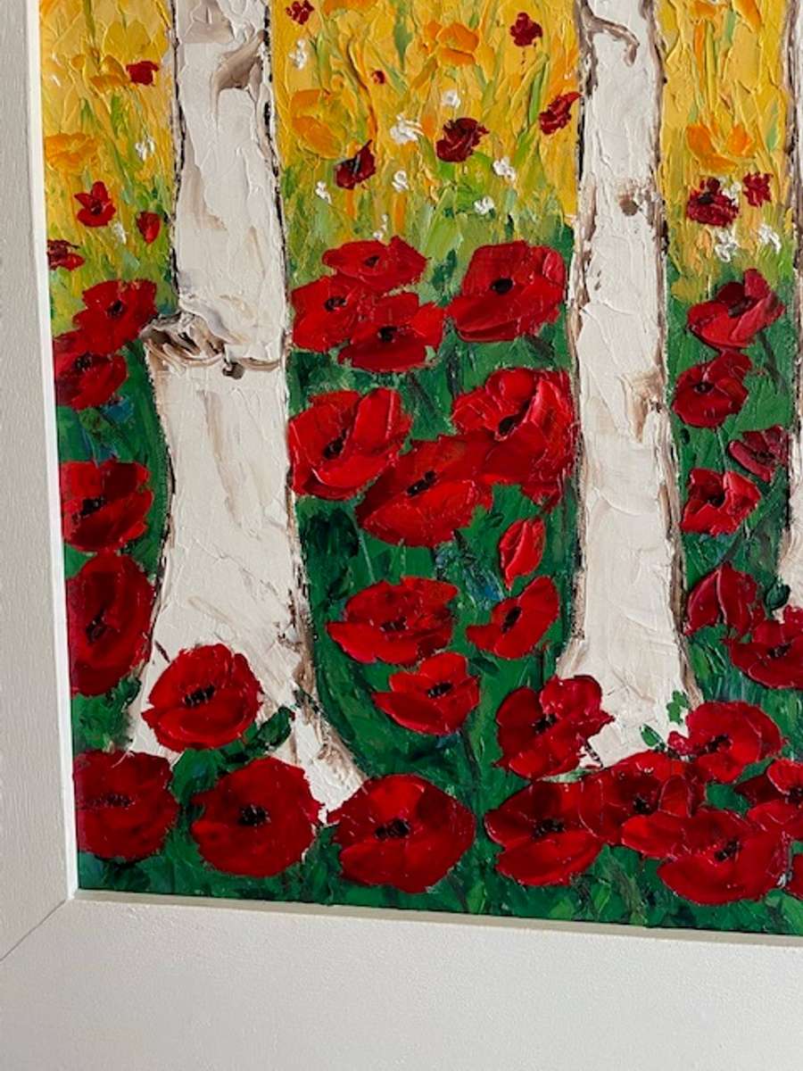 A Splash of Poppies, framed oil painting