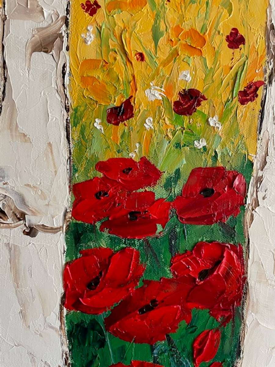 A Splash of Poppies, framed oil painting