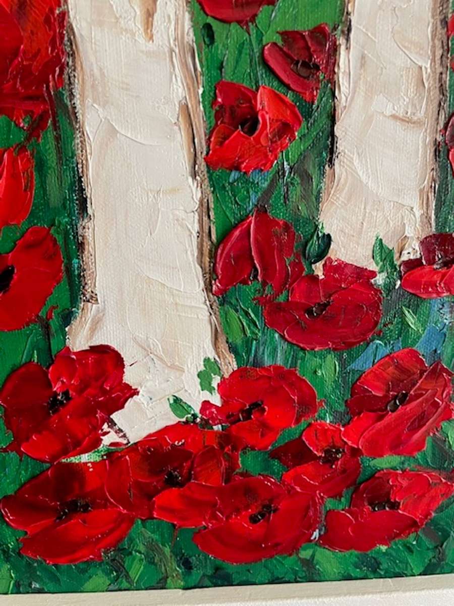 A Splash of Poppies, framed oil painting