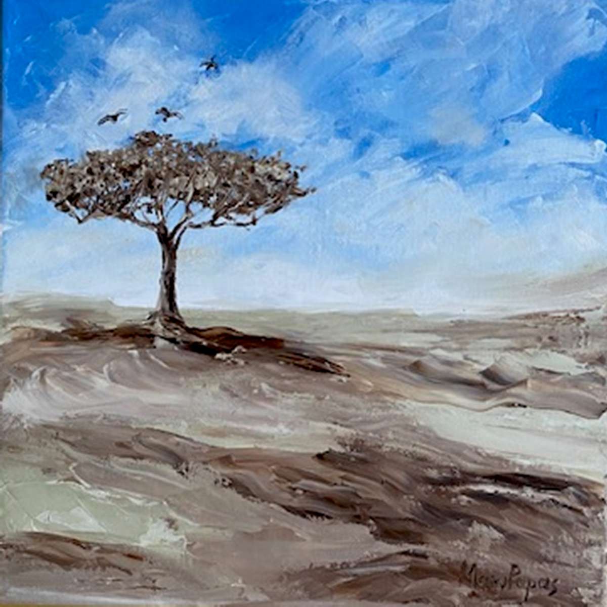 Standing With Birds, Oil Painting