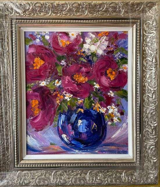 Spring Blossoms in a Vase, framed oil painting
