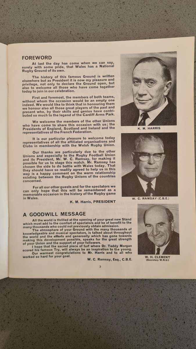 Wales Rugby Programme 1970 - Cardiff Arms Park