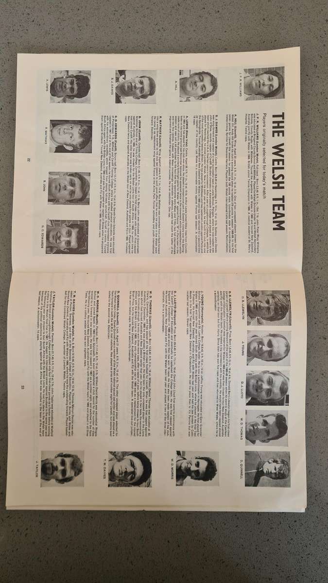 Wales Rugby Programme 1970 - Cardiff Arms Park