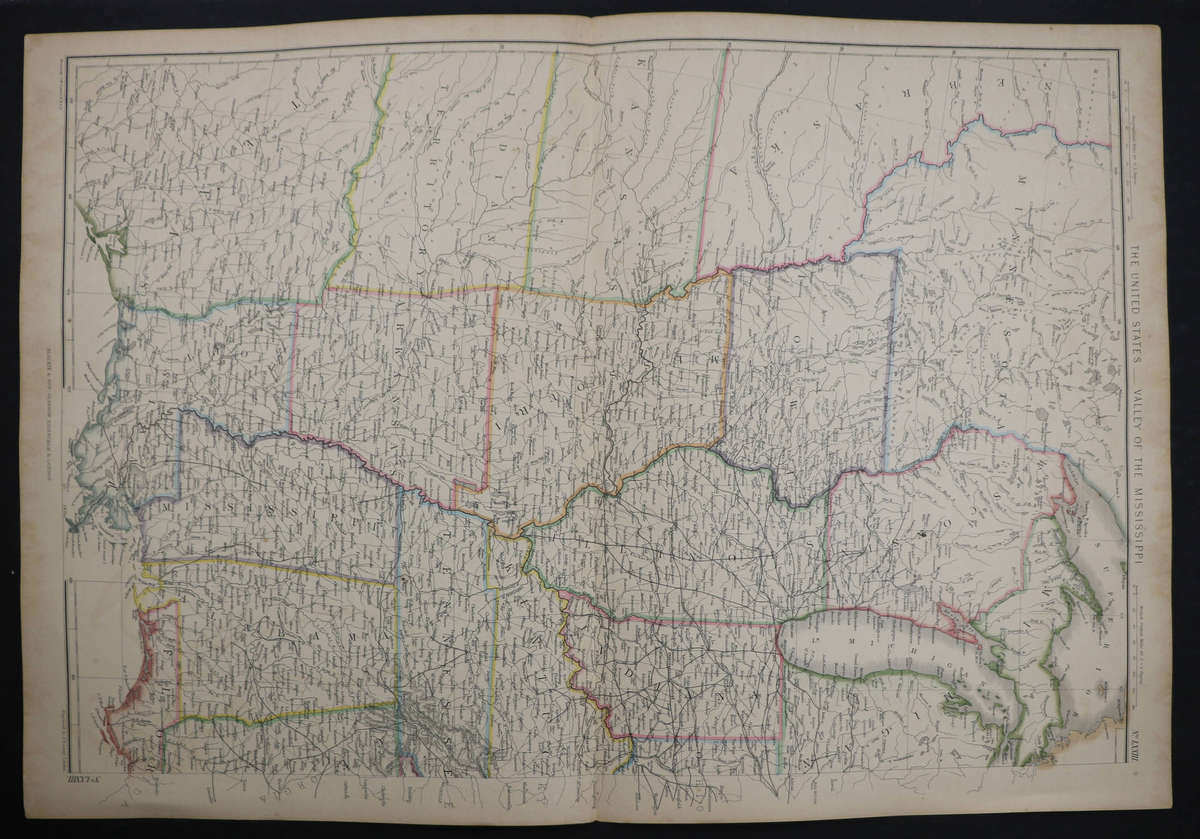 1859 The United States 2 Map Pair by J. W. Lowry, 54.5cm x 37cm