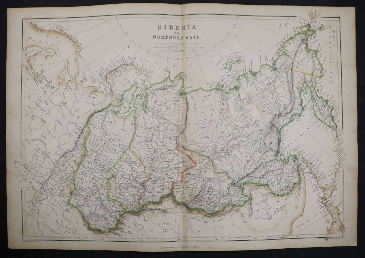 1859 Siberia Or Northern Asia by Edward Weller, 54.5cm x 37cm