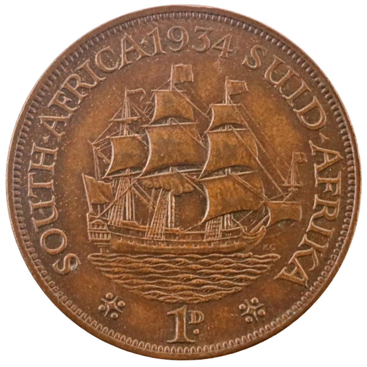 1934 South Africa 1 Penny - Stunning condition