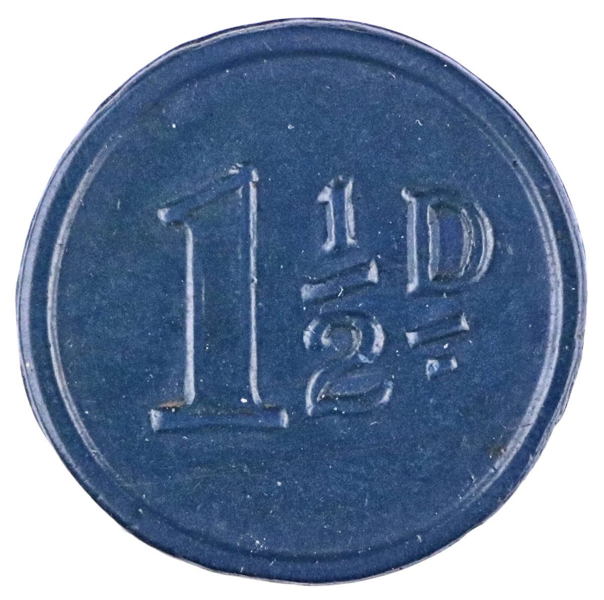 1912-21 Johannesburg Municipal 1 1/2 Penny Blue Tramways Token Hern#306b1