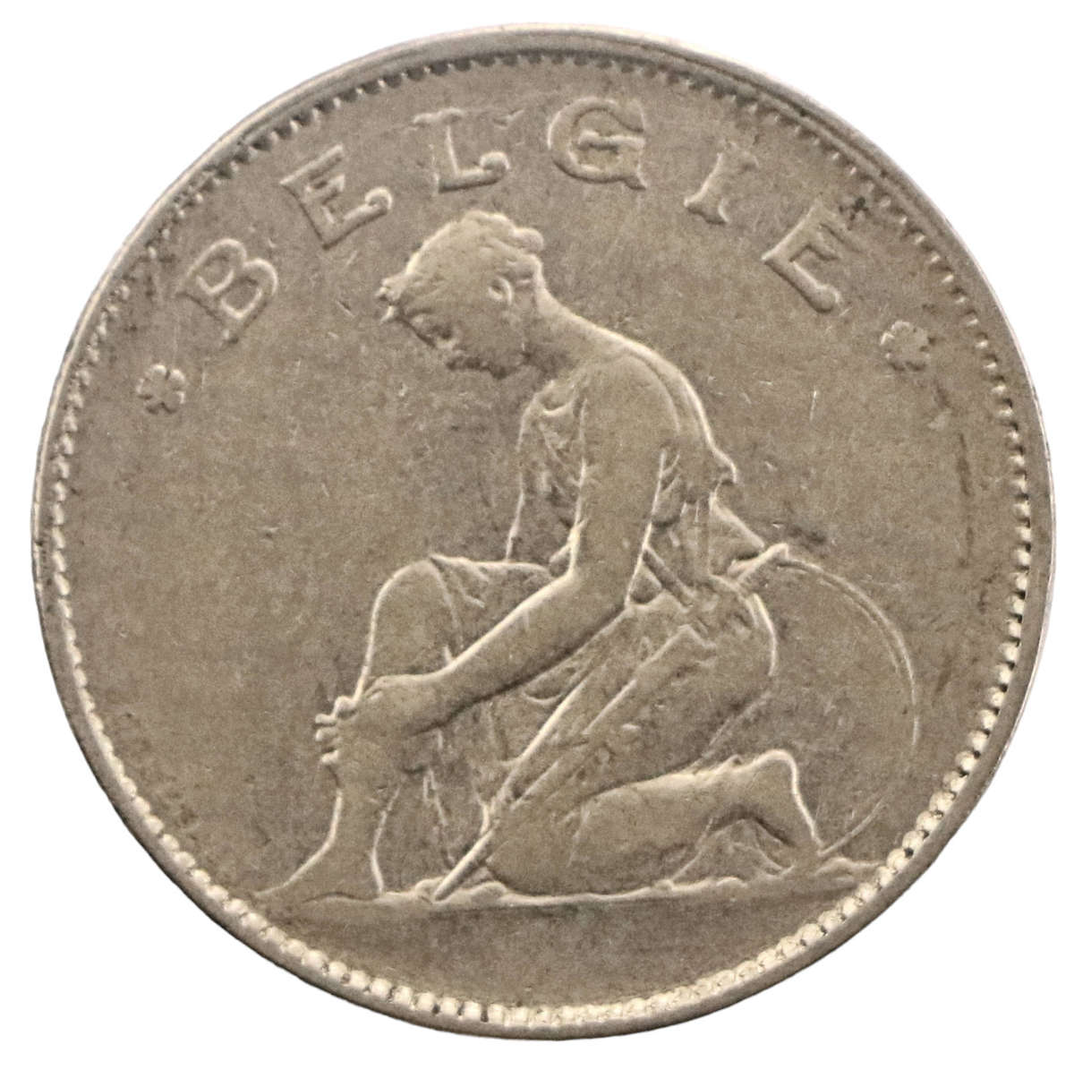 1923 Belgium 1 Franc Dutch text KM#90