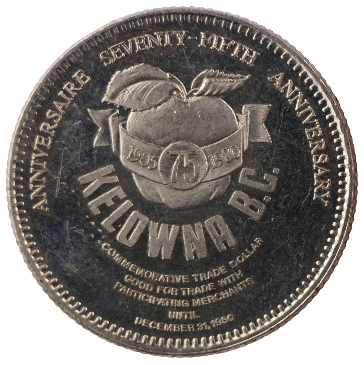 1980 Canada Kelowna B.C. Regatta 75th Anniversary medallion