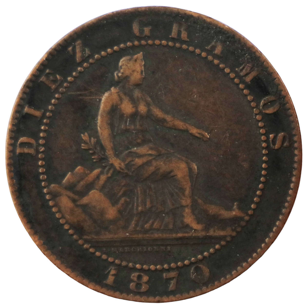 1870 Spain 10 Centimos