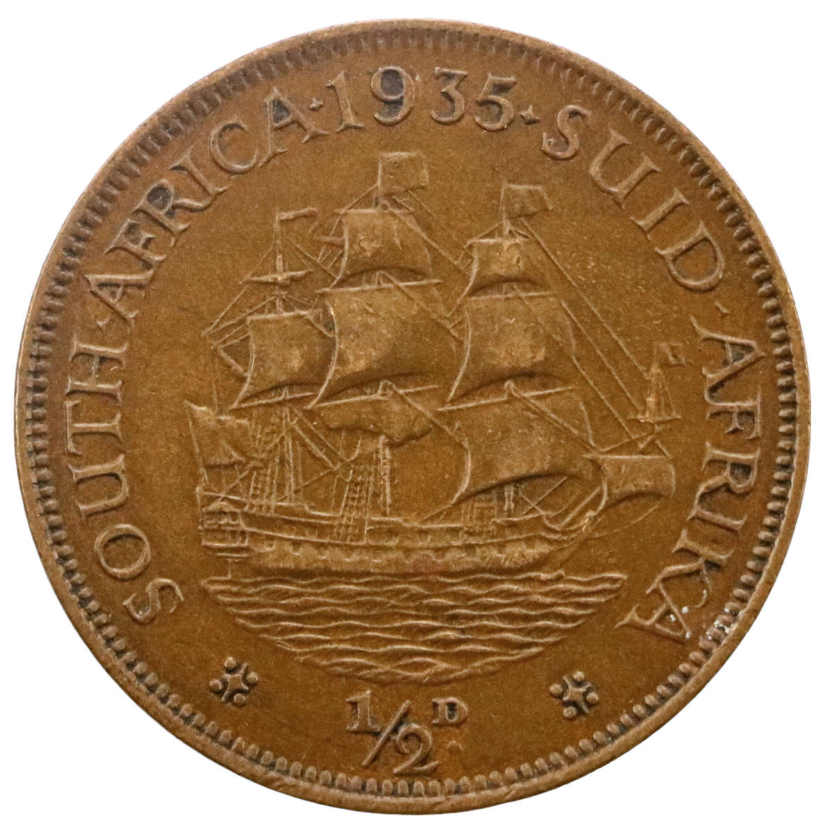 1935 South Africa 1/2 Penny 405k Minted