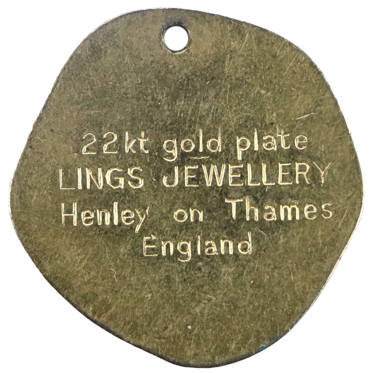 United Kingdom Spanish Cob Promotional Pendant "Lings Jewellery, Henley on Thames" 22kt Gold Plate,