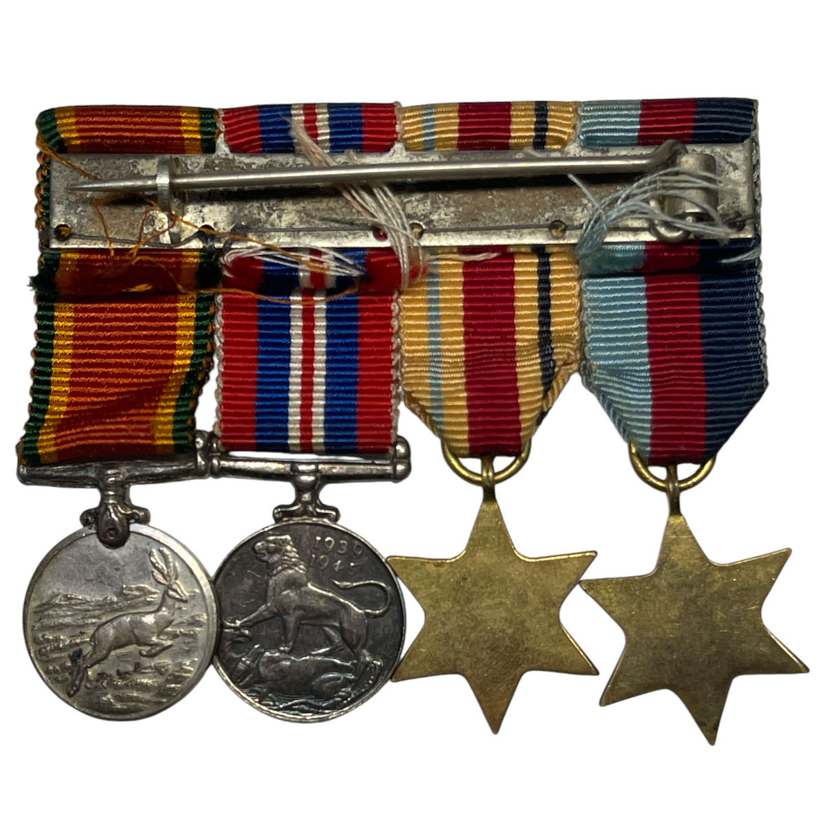 WW2 Miniature Medal Group with Ribbons:  The 1939-45 Star 19mm The Africa Star 19mm 1939-45 .925