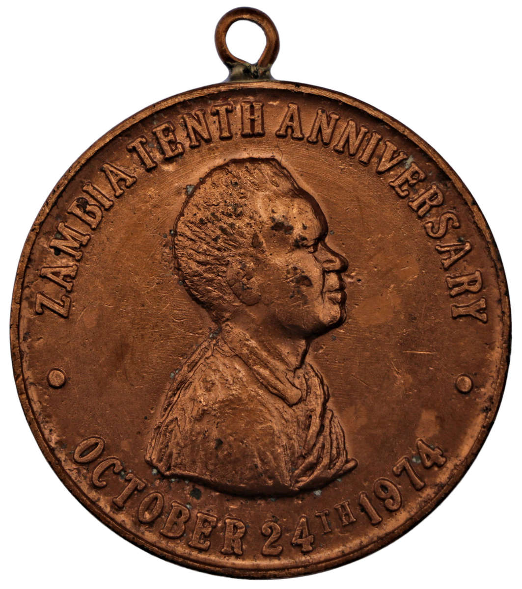 1974 Zambia 10th anniversary Independence medallion