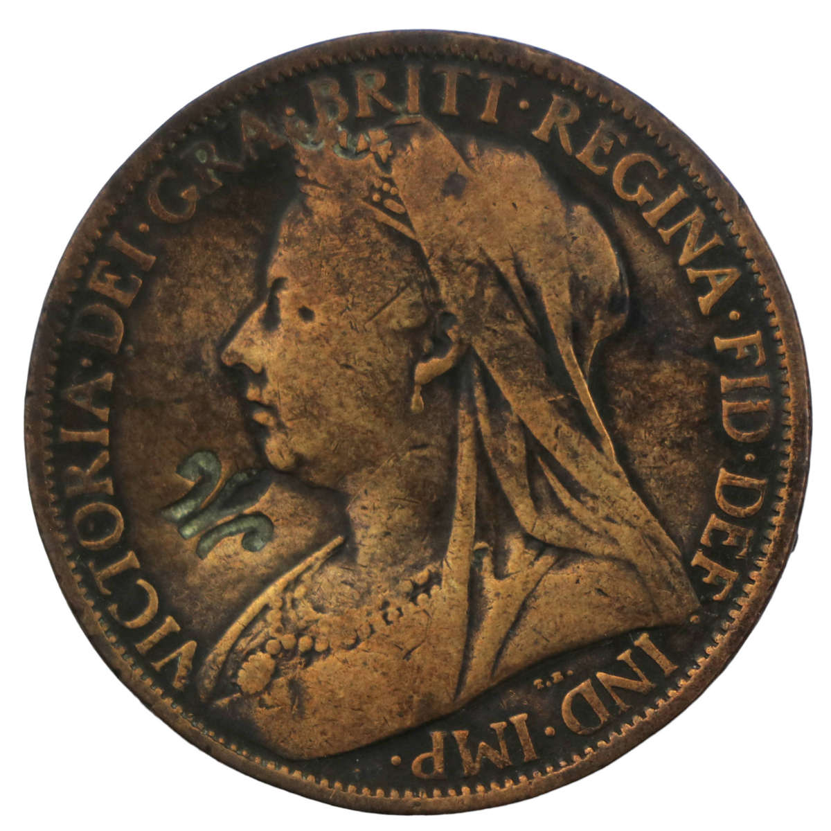 1901 Great Britain 1 Penny, with Counterstamp KM#790