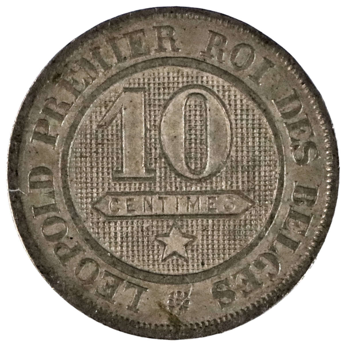 1863 Belgium 10 Centimes, with numerous Die cracks, KM#22