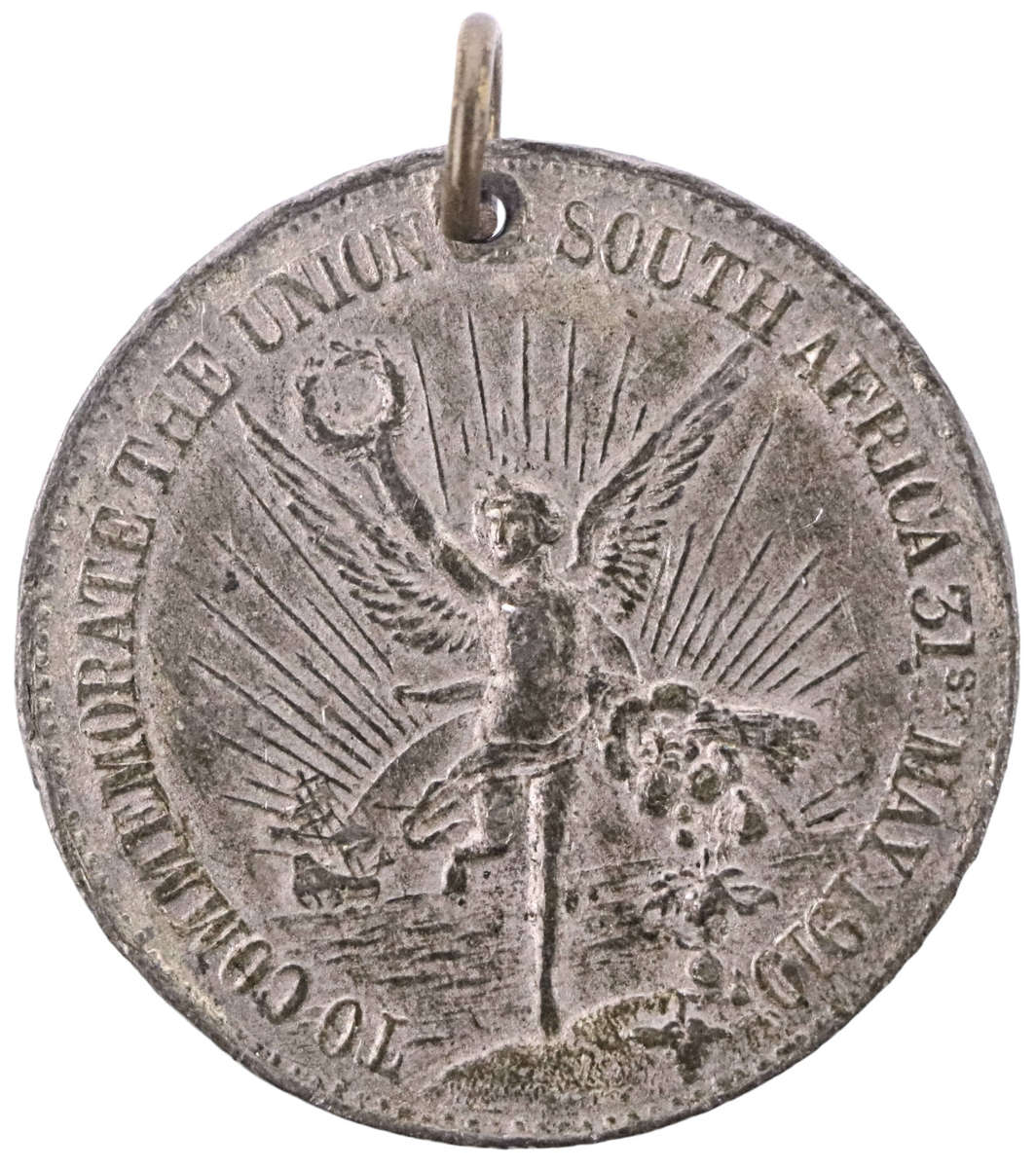 1910 Formation of the Union of South Africa: Port Elizabeth Pewter Medallion