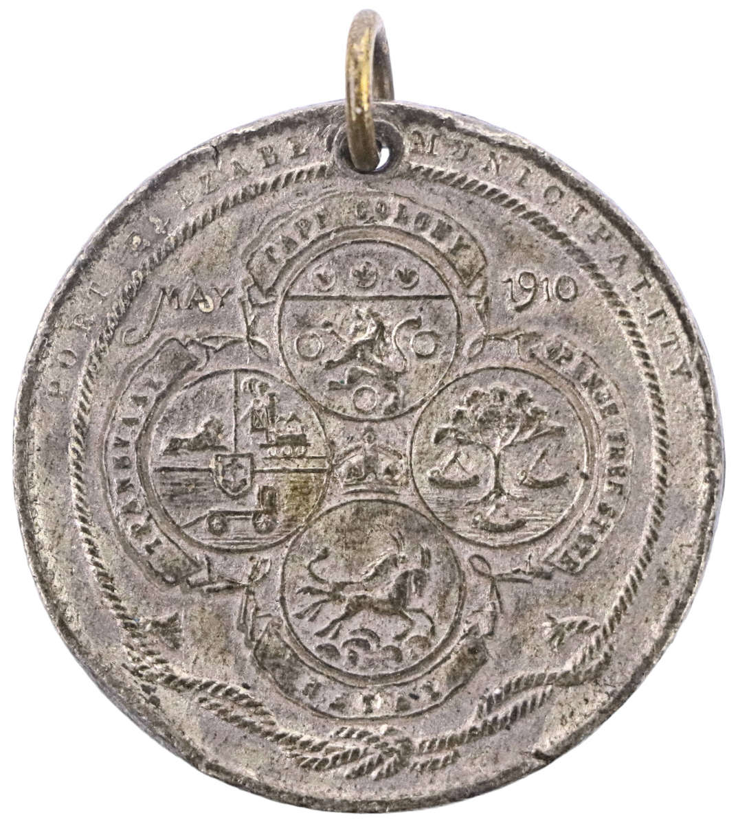 1910 Formation of the Union of South Africa: Port Elizabeth Pewter Medallion