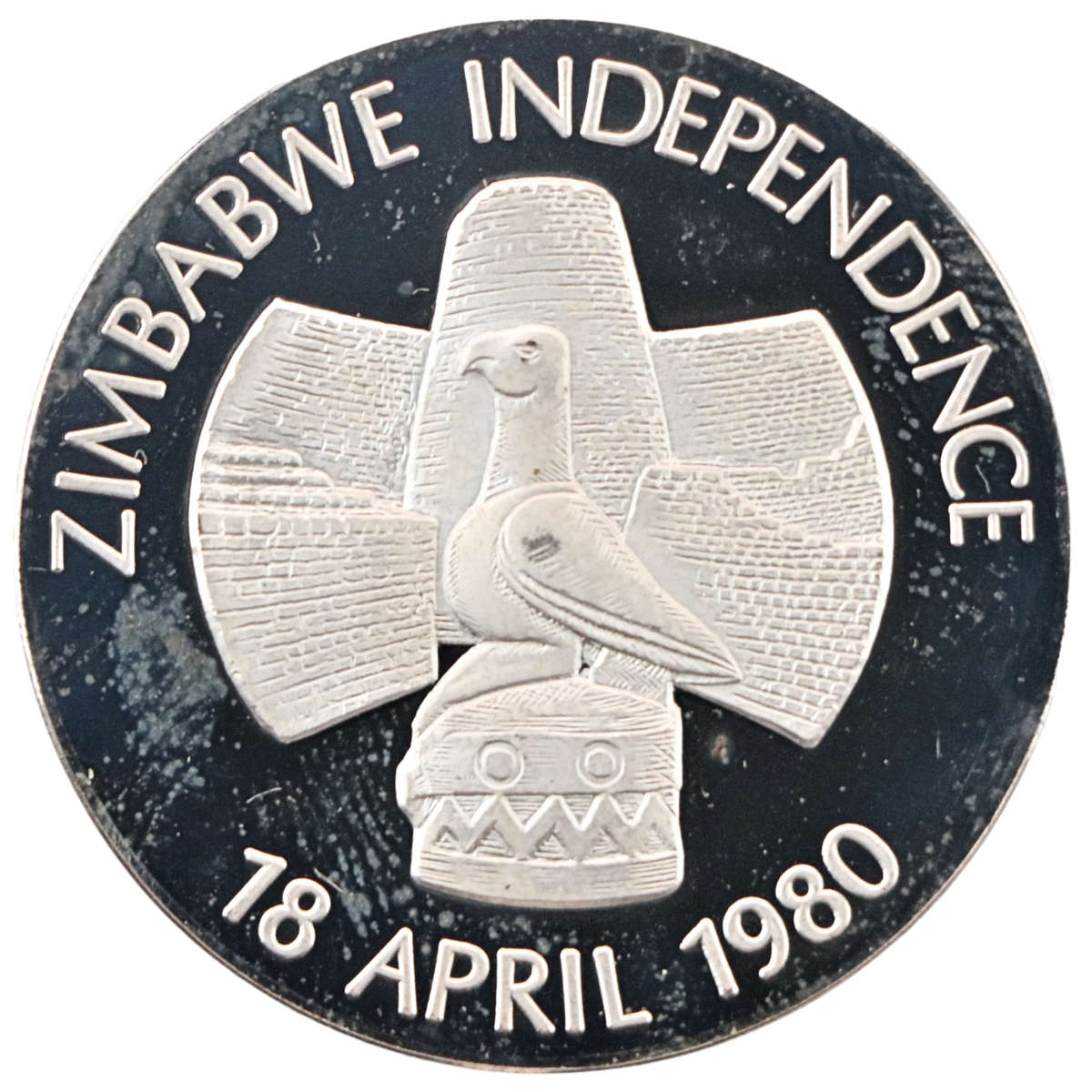 1980 Zimbabwe Independence Proof .925 Silver 15,2g Medallion minted by Pagliari