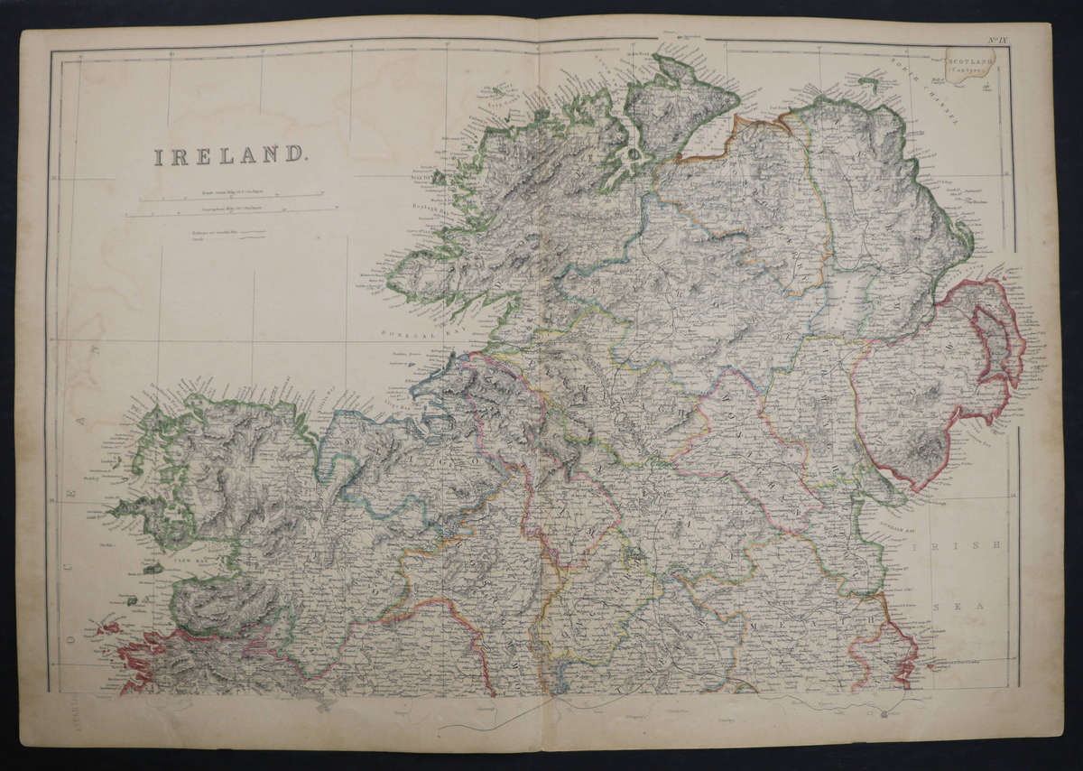 1859 Ireland 2 Map Pair by Edward Weller, 54.5cm x 37cm