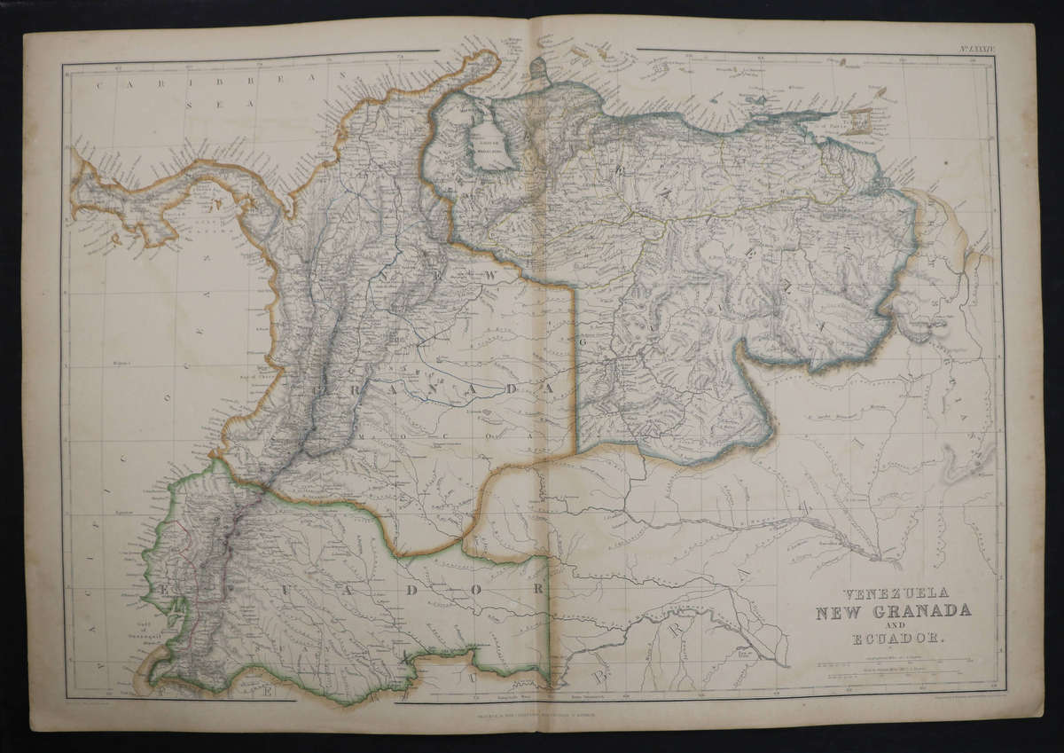 1859 Venezuela, New Granada and Ecuador by J. W. Lowry, 54.5cm x 37cm