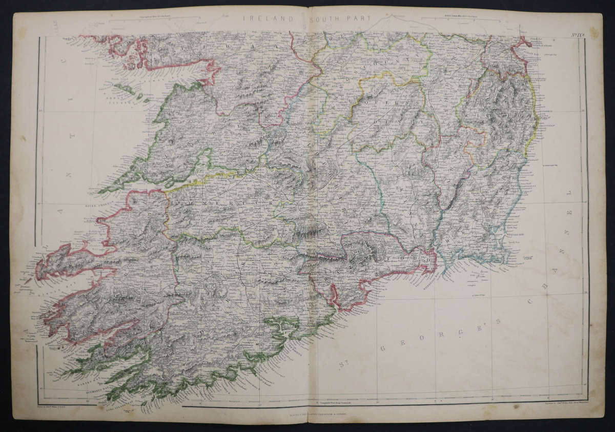 1859 Ireland 2 Map Pair by Edward Weller, 54.5cm x 37cm