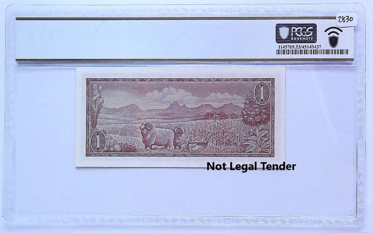 1975 South Africa Type 11 Third Issue TW De Jongh 1 Rand Low Serial "003579" Graded About UNC 53 PPQ