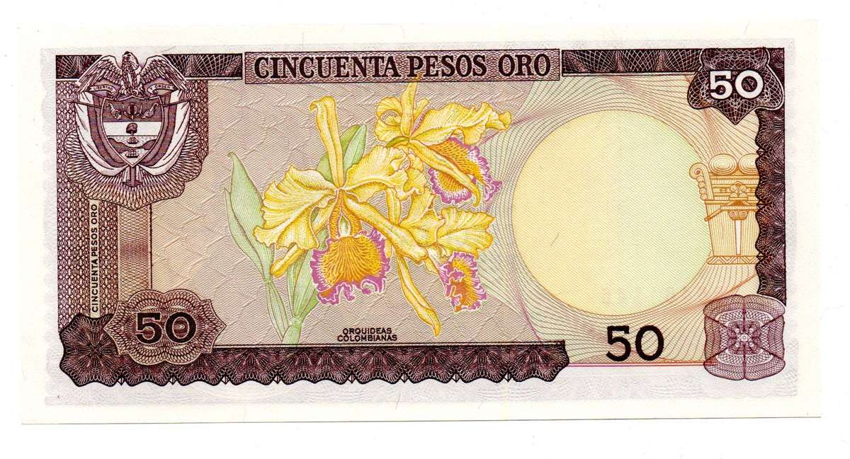 1981 Colombia 50 Pesos Oro UNC, Pick#422a