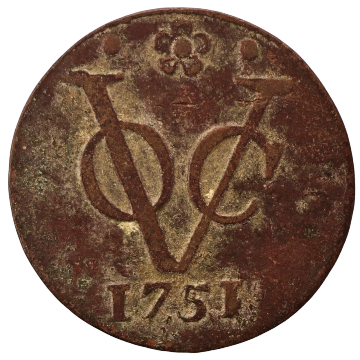 1751 Netherlands East Indies VOC 1 Duit Zeeland KM#152.1