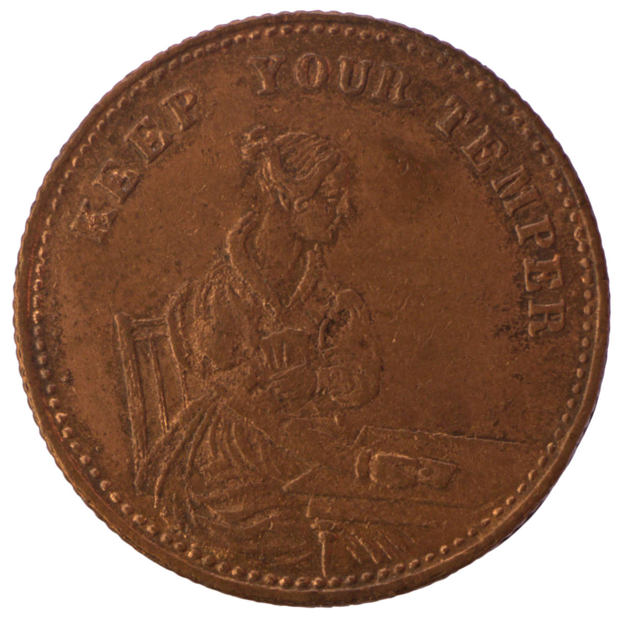 1862 United Kingdom Keep your temper Whist (Game) Token
