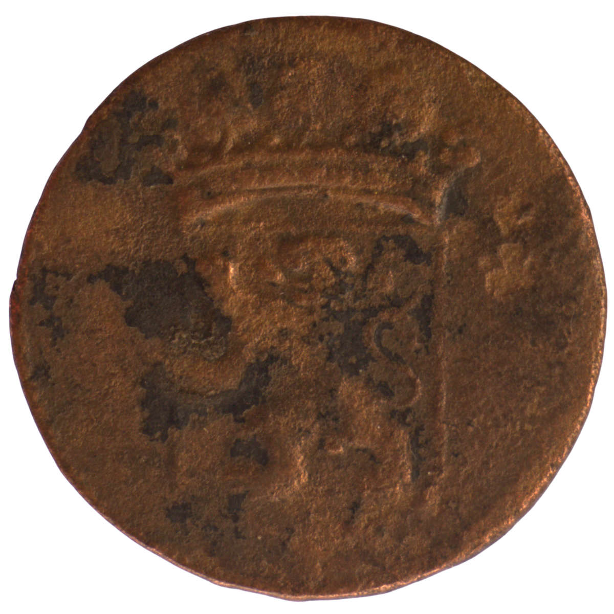 1766 Indonesia Netherlands East Indies United East India Company, mintmark: rosette VOC 1 Duit Dordr