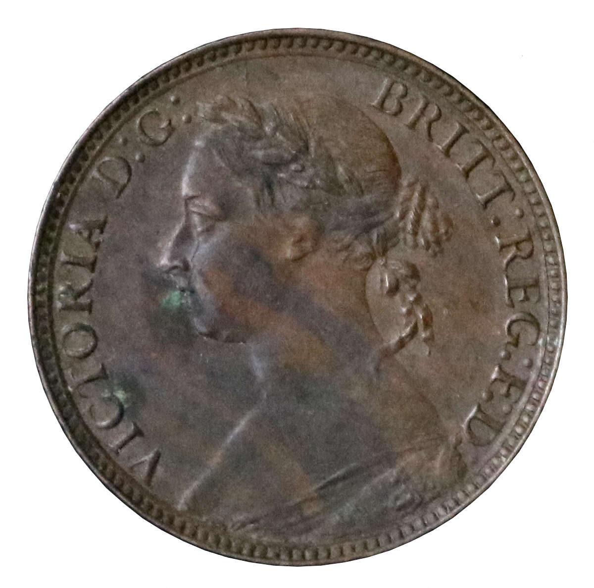 1881 Great Britain Farthing, 3 berries in wreath variety