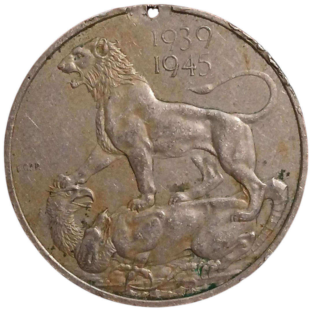 1939-1945 South Africa Full Size War Medal without Ribbon, no Suspender, Rim numbered #65938 "V. E.