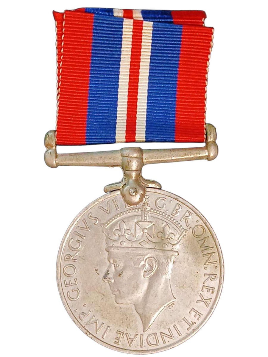 1939-1945 South Africa Full Size War Medal with short Ribbon, Rim numbered #332325 "J.C. Buitendag"