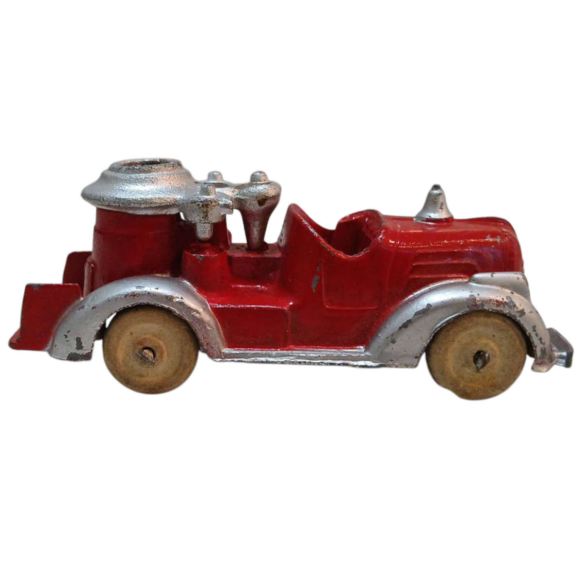 R0 Start-HUGE Car Collection Sale -1930's Hubley Cast Iron Fire Truck 10.5x4x3.5cm