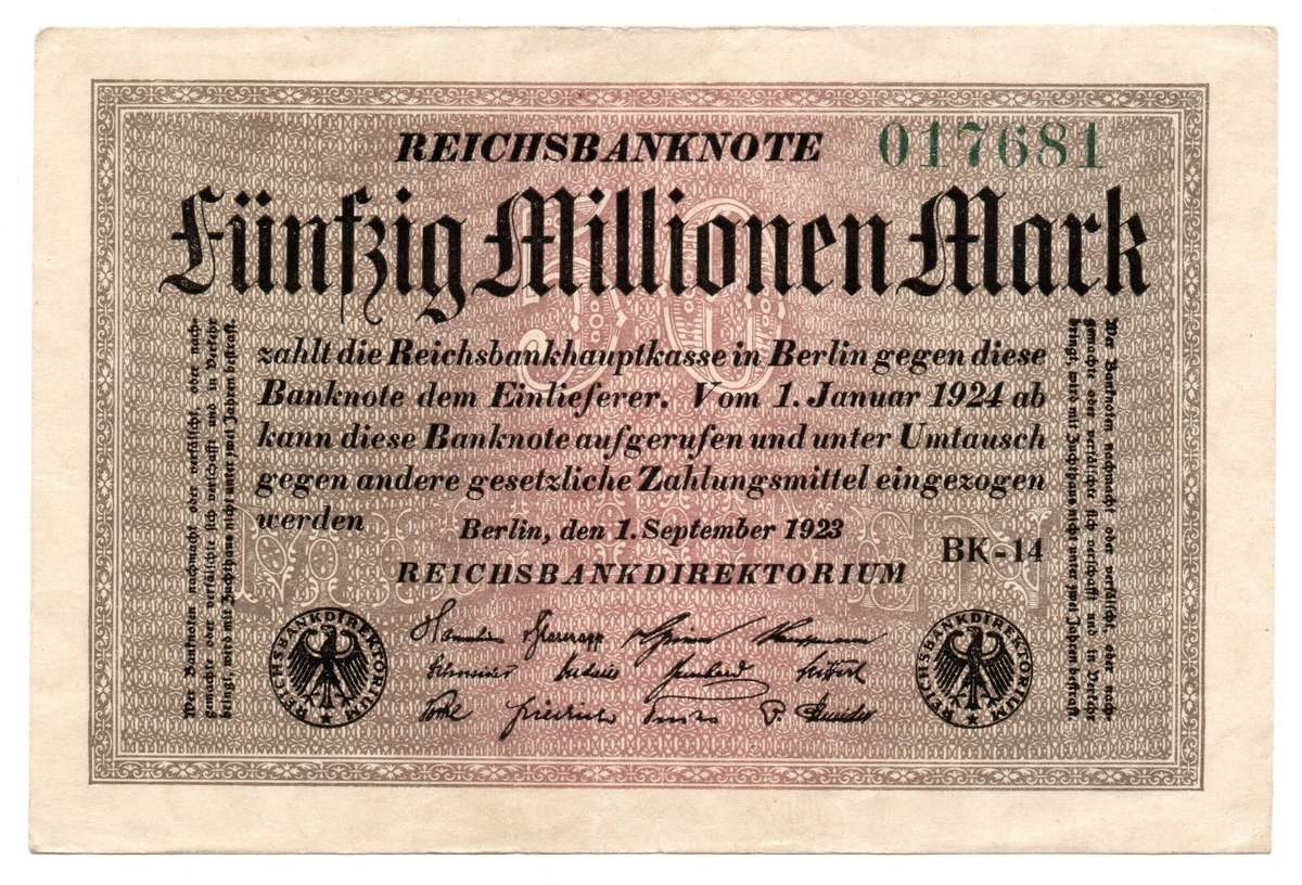 1923 German Berlin Reichsbanknote 50 Million Mark Pick#109c