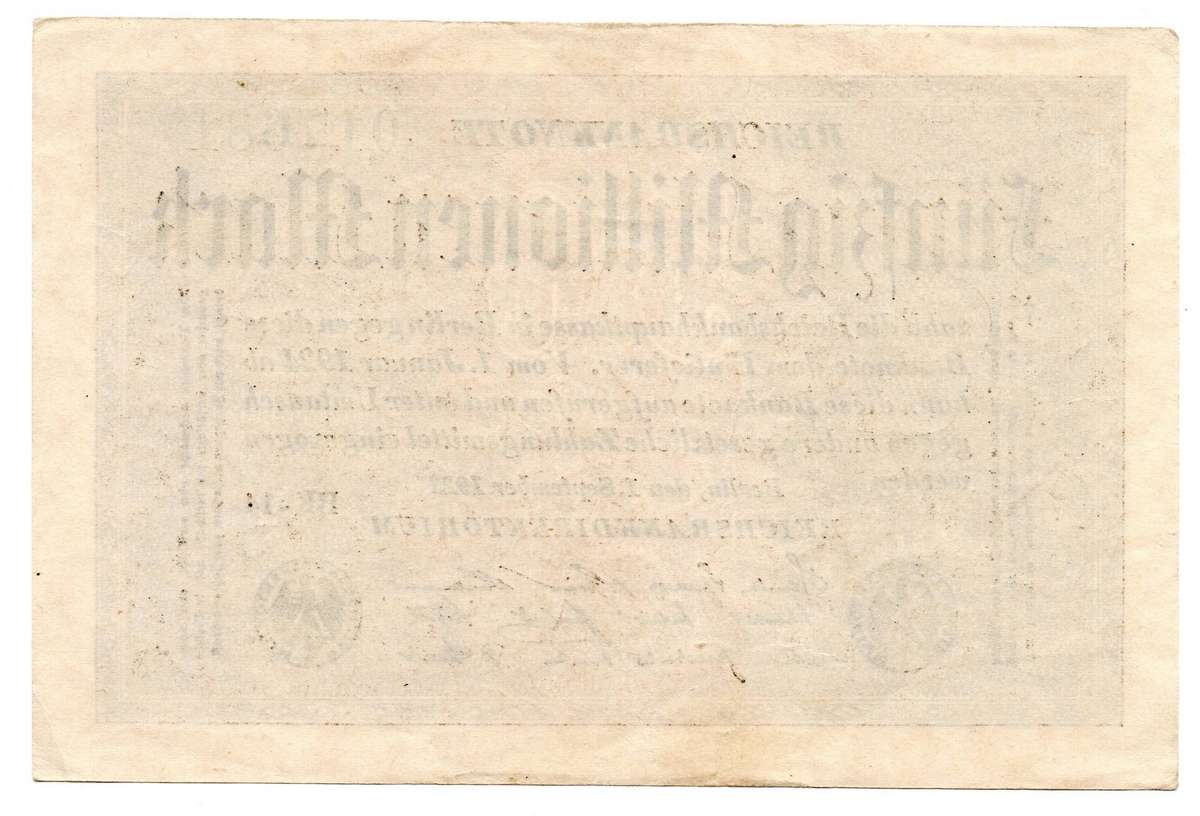 1923 German Berlin Reichsbanknote 50 Million Mark Pick#109c