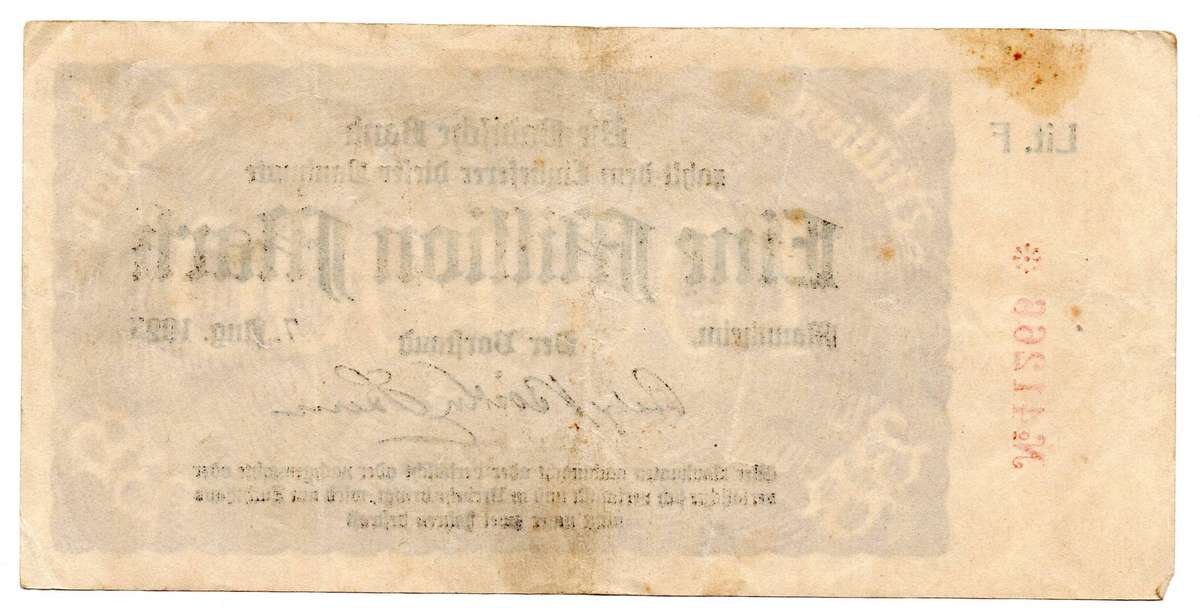 1923 German Mannheim Federal state of Baden, Badische Bank 1 Million Mark, Town Issue, Star Note (Re