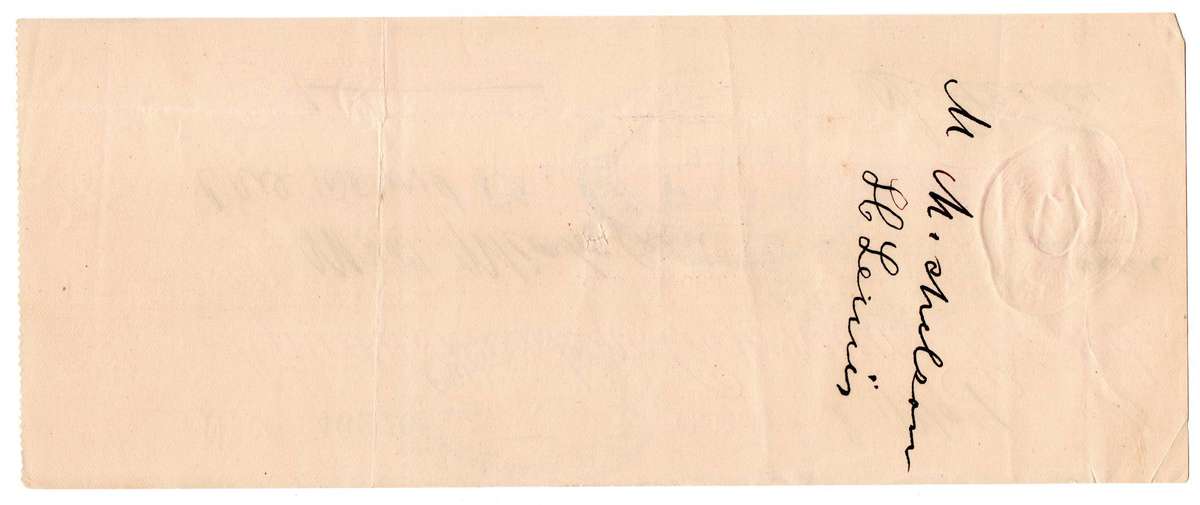 1911 African Banking Corporation Limited Cheque Oudtshoorn, 1 Pound