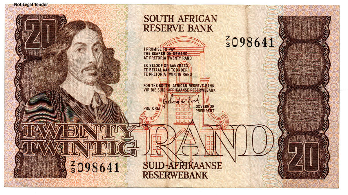 1981 South Africa Type 4 GPC De Kock First Issue Replacement R20 "Z3"