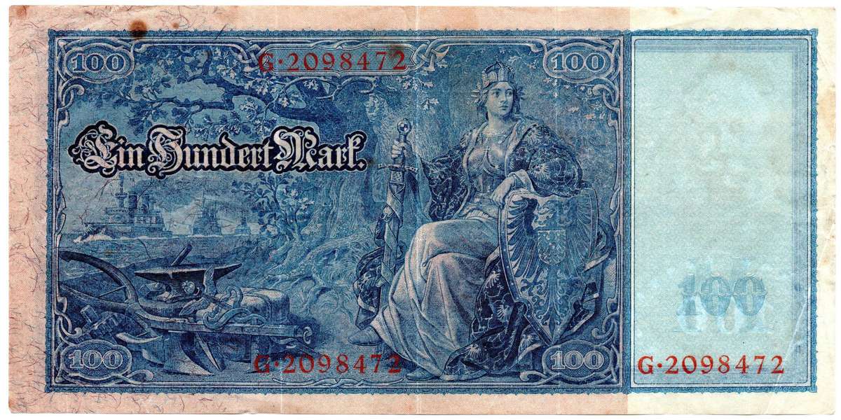 1910 German Berlin Reichsbanknote 100 Mark, Pair of Seal Varieties: Green and Red Seal Pick#42/43, f