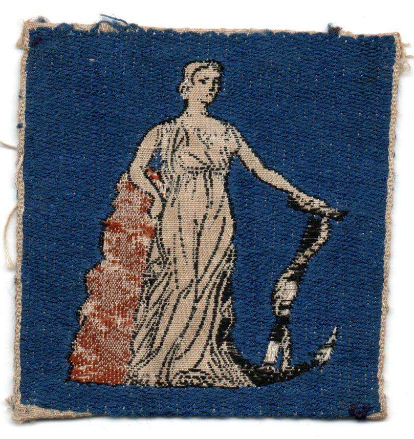 1970's South Africa Vintage Hope Allegorical Maritime Anchor Woman Cloth Patch  48 × 48 mm