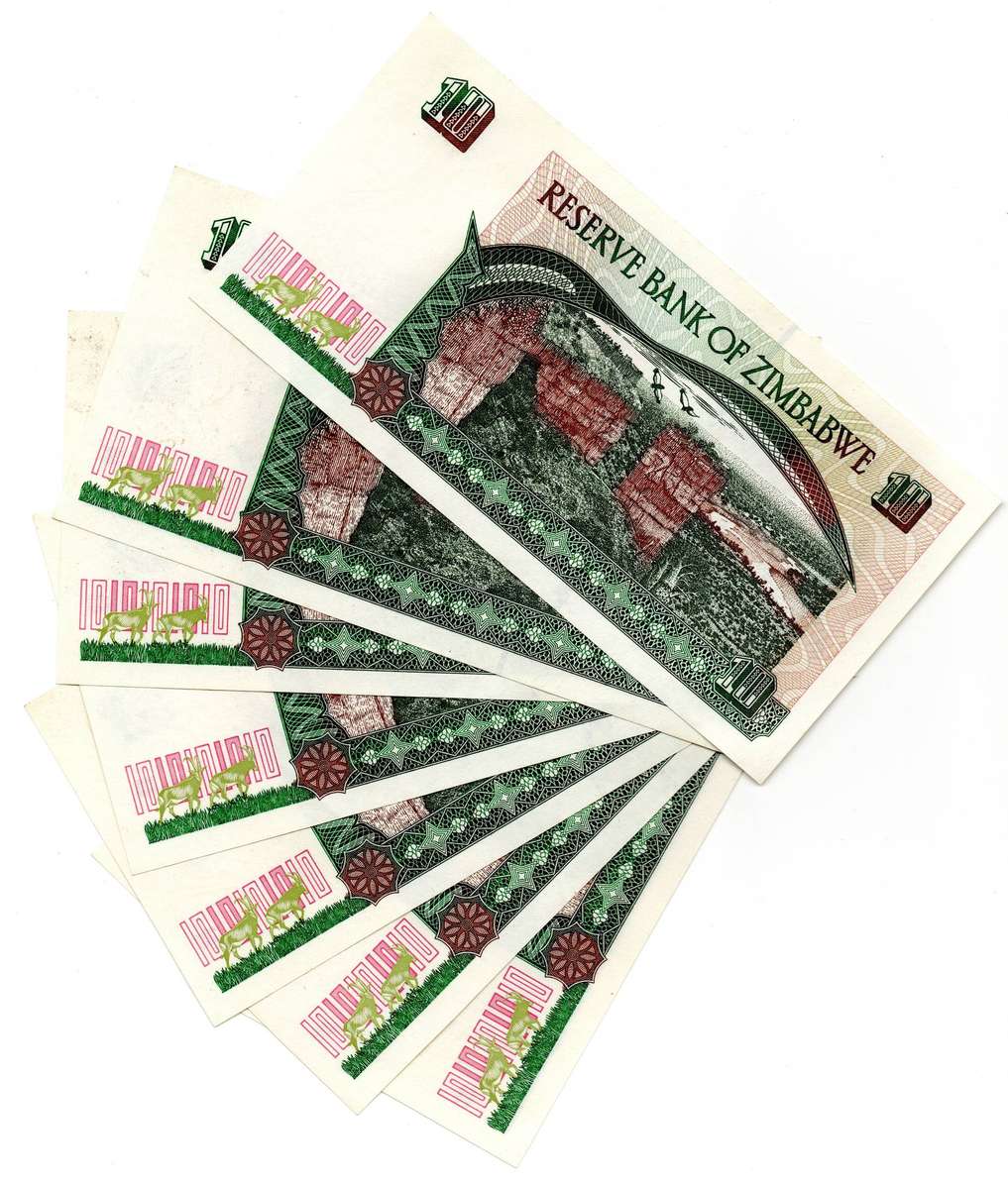 Lot of 15 x Consecutive 1997 Zimbabwe 10 Dollars "CZ1970460 to CZ1970474" Pick#6a