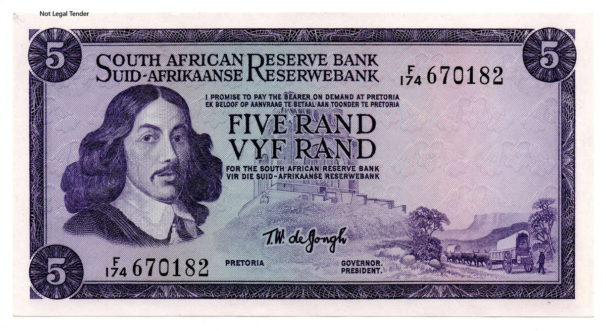 1967 South Africa Type 3 TW De Jongh First Issue R5