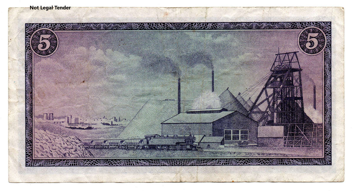 1966 South Africa Type 1 G Rissik Second Issue R5, partial Radar Serial "3 5 4 5 3 6"