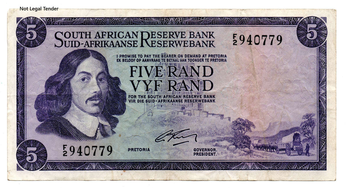 1966 South Africa Type 1 G Rissik Second Issue R5