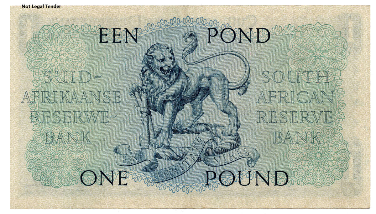 1949 Printed on Thinner Paper between B29/B39 South Africa MH De Kock Type 9 Second Issue 1 Pound