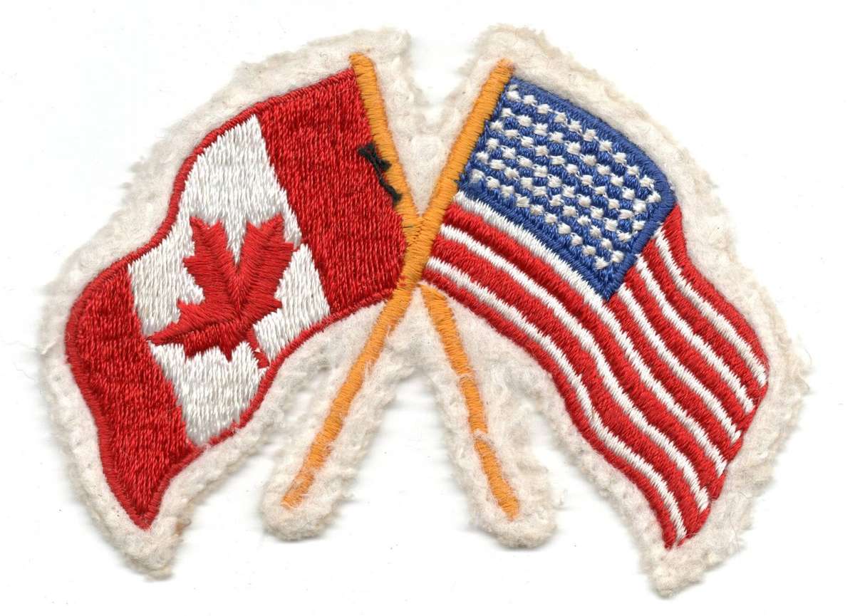 USA and Canada Crossed Flags Dual Citizenship Souvenir Patch 105mm x 81mm